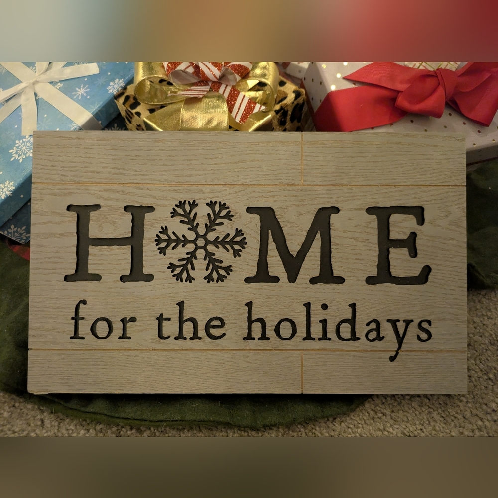 Wood 'Home for the Holidays' Sign